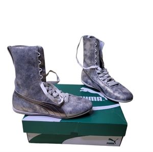 Womens🔥❤️ PUMA Eskiva gold metallic high sneakers😎🎬🤩